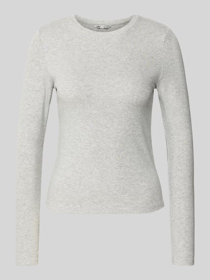 ONLY Slim Fit Langarmshirt aus Baumwoll-Mix Modell 'RILEY' Hellgrau Melange 2