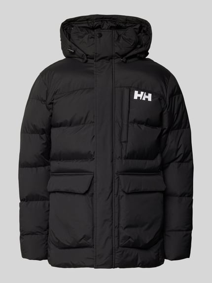 Produktfoto, Parka mit Logo und Pattentaschen Modell 'VARDO' von Helly Hansen in Schwarz mit Steppnähten, verdecktem Reißverschluss, Regular Fit
