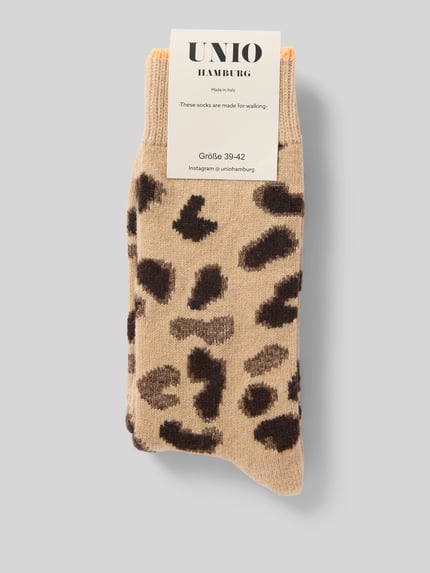 Produktfoto, Socken aus Woll-Mix im Allover-Look von Unio, mieszanka wełny, dopasowany krój, wzór na całej powierzchni, prążkowany ściągacz