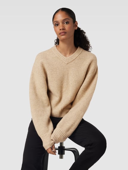 Filippa K Gebreide pullover met structuurmotief Beige - 3