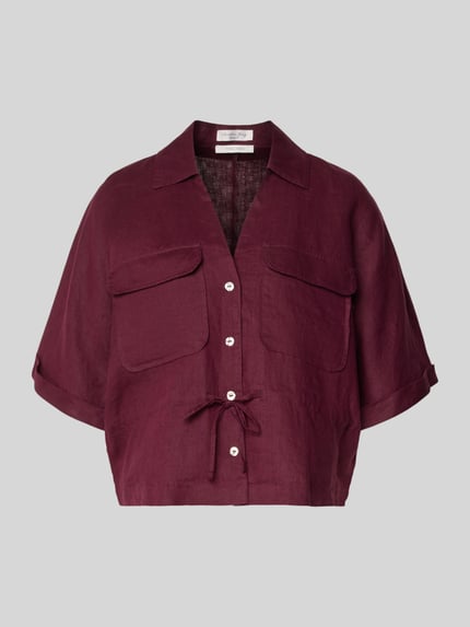 relaxed fit linnen blouse met borstzakken Shop The Look MANNEQUINE
