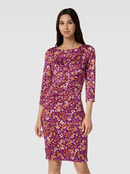 Montego Knielange jurk met all-over motief Paars - 4