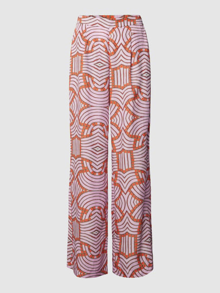 Oilily Wide leg stoffen broek met grafisch motief, model 'POLLOCK' Lila - 2