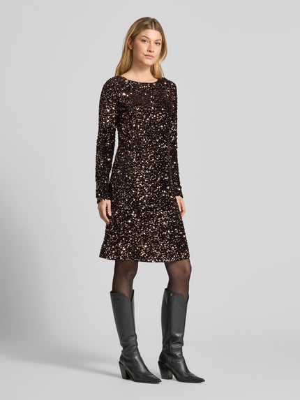 Christian Berg Woman Selection Knielanges Kleid mit Pailletten Mittelbraun 1