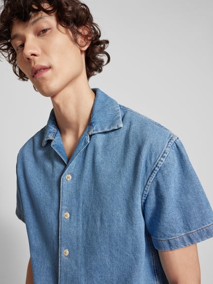 JACK & JONES Regular Fit Jeanshemd mit 1/2-Arm Modell 'CABANA' Hellblau 3