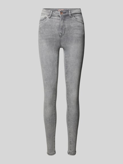 ONLY Skinny fit jeans in used-look, model 'POWER' Middengrijs - 2