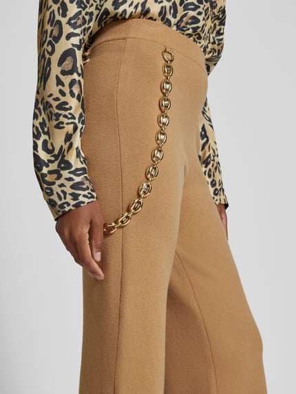 Rabanne Spodnie materiałowe z metalowym łańcuszkiem Camel 3