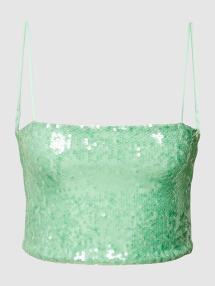 Gina Tricot Korte top met pailletten, model 'SEQUIN' Mintgroen - 2