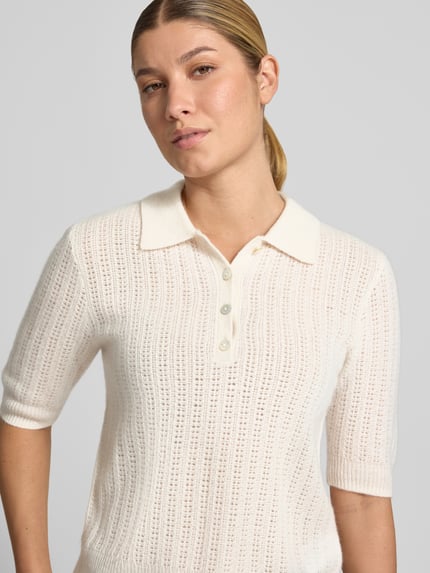 Christian Berg Woman Slim Fit Poloshirt aus reinem Kaschmir Offwhite 3