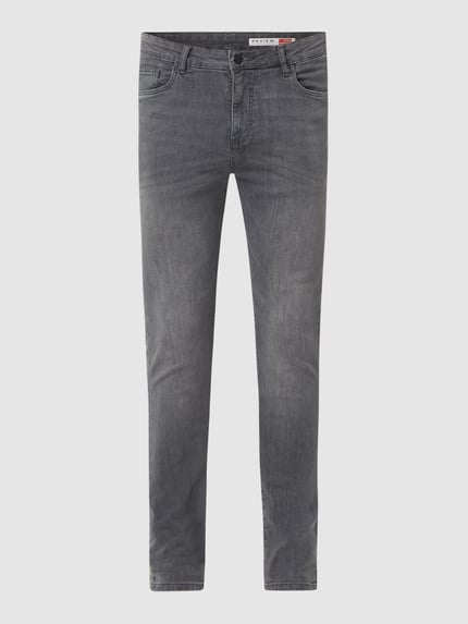 REVIEW Skinny Fit Jeans mit Label-Patch Mittelgrau 2