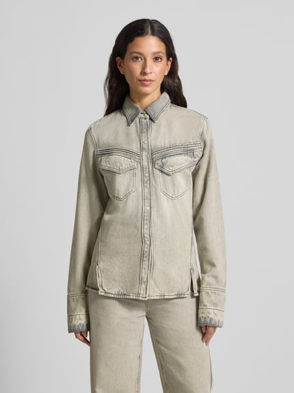 BOSS Orange Koszula jeansowa o kroju slim fit z mieszanki bawełny i lyocellu Jasnoszary 4