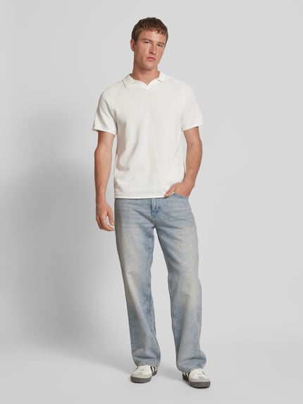 JACK & JONES Koszulka polo o kroju slim fit z fakturowanym wzorem model ‘HILL KNIT’ Biały 1