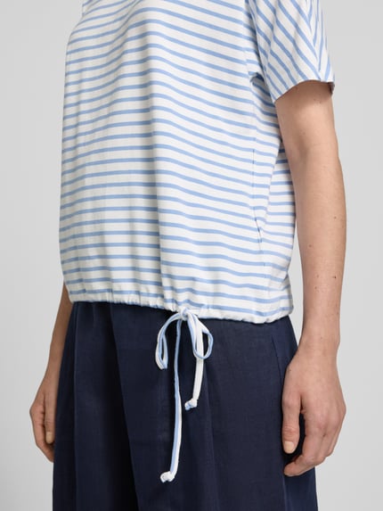 Oui T-Shirt mit Tunnelzug am Saum Dunkelblau 3