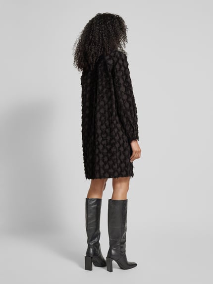 Jake*s Studio Woman Knielanges Kleid mit Fransen und Knopfleiste Black 5