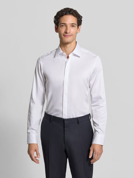 BOSS Regular Fit Businesshemd mit verdeckter Knopfleiste Weiss 4