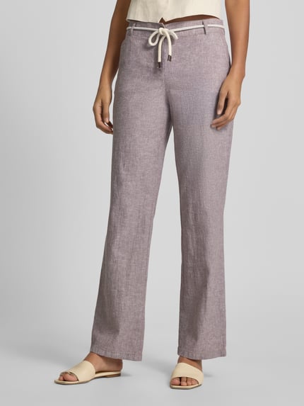 Christian Berg Woman Stoffhose aus Leinen-Baumwoll-Mix mit Bindegürtel Camel Melange 4