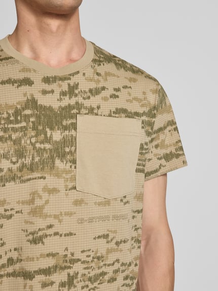 G-Star RAW T-shirt z okrągłym dekoltem i kieszenią na piersi Beżowy 3