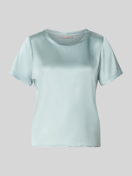 Produktfoto, Blusenshirt aus Satin mit Rundhalsausschnitt von Christian Berg Woman Selection in hellem Blau, glatte Textur, Regular Fit
