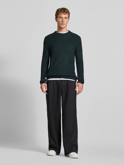 ONLY & SONS Pullover mit gerippten Abschlüssen Dunkelgruen 1