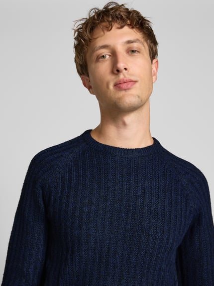 Blend Regular Fit Strickpullover mit Woll-Anteil Modell 'DEXTER' Dunkelblau 3