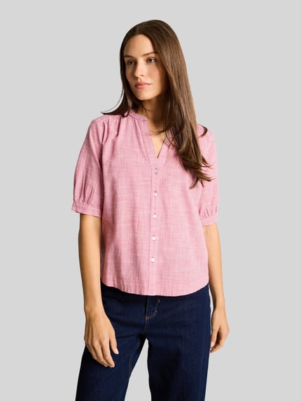 Tom Tailor Regular Fit Bluse aus reiner Baumwolle Pink 4