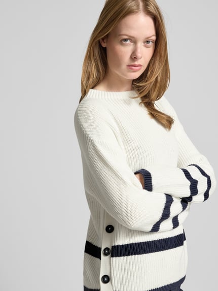 Oui Gebreide pullover met ronde hals, model 'VINIAH' Wit - 3