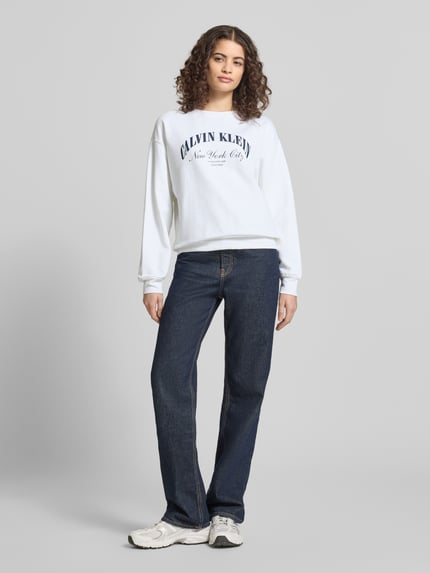Calvin Klein Jeans Sweatshirt mit Label-Print Modell 'GRAPHIC' Weiss 1
