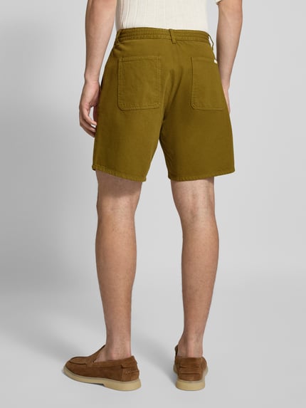 Forét Korte regular fit broek met elastische band, model 'CLAY' Olijfgroen - 5