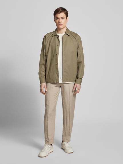 Marc O'Polo Loose Fit Overshirt aus Baumwoll-Leinen-Mix Oliv 1