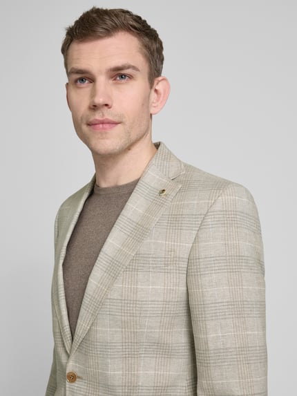 Carl Gross Slim Fit 2-Knopf-Sakko aus Leinen-Mix mit Woll-Anteil Modell 'Theo' Silber 3