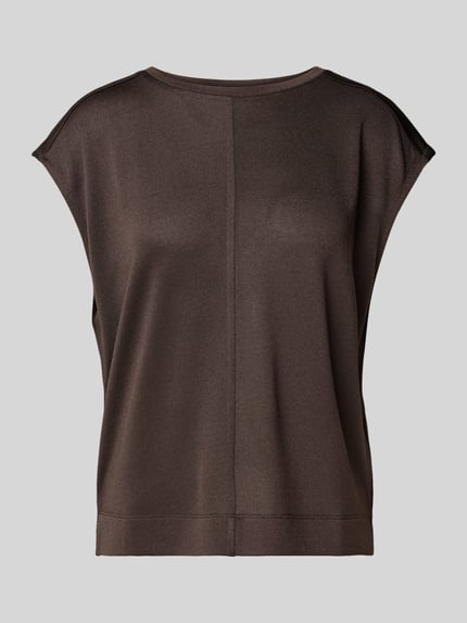Produktfoto, T-shirt met ronde hals model 'Slummi' van OPUS, materiaalmix met stretch, regular fit, ruglengte maat 36: 56 cm, dames, bruin, glad oppervlak