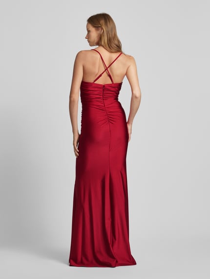 unique Talliertes Abendkleid mit Raffungen Rot 5