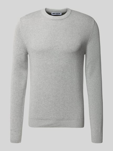 REVIEW Strickpullover mit Rundhalsausschnitt Hellgrau Melange 2