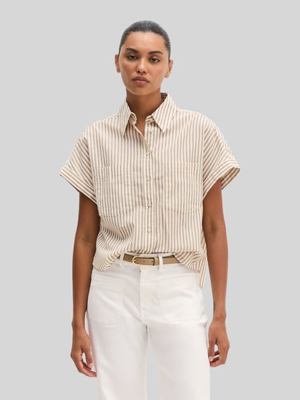 Marc O'Polo relaxed fit blouse van puur katoen Beige - 4