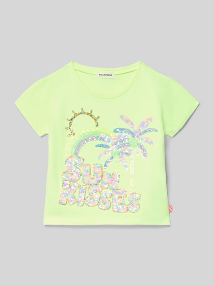 Productfoto, Regular Fit T-shirt met paillettenbesatz van BILLIEBLUSH, puur katoen, ronde hals, ruglengte bij maat 116: 39 cm