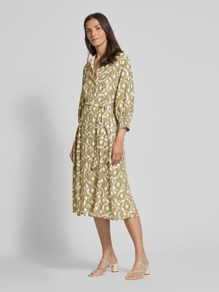 s.Oliver BLACK LABEL Tailliertes Hemdblusenkleid aus reiner Viskose Khaki 1