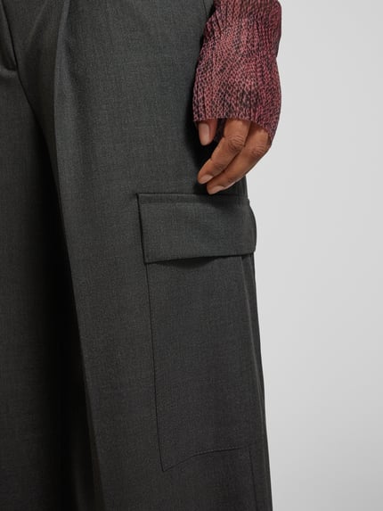CAMBIO Broek met bandplooien, model 'AMELIE' Donkergrijs - 3