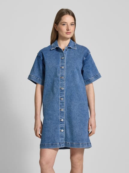 YAS Knielange jeansjurk met doorknoopsluiting, model 'ELSA' Jeansblauw - 4