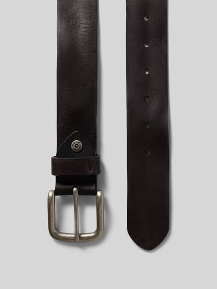 Produktfoto, Gürtel aus echtem Leder von camel active in Dunkelbraun mit Dornschließe, Label-Detail und 4 cm Breite, klassische Passform