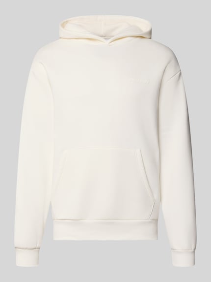 Produktfoto, Regular Fit Hoodie mit Känguru-Tasche von REVIEW, mieszanka bawełny, krój regular fit, kaptur, kieszeń kangurka, długość tyłu w rozmiarze M: 70 cm, długość rękawów w rozmiarze M: 62 cm, jasny kolor, gładka tekstura