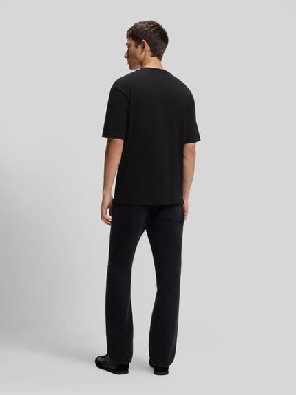 HUGO Blue Regular fit t-shirt van puur katoen model 'Niviotee' BLACK - 5