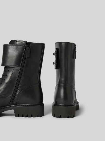 Tory Burch Kozaki sznurowane z detalem z logo Czarny 3