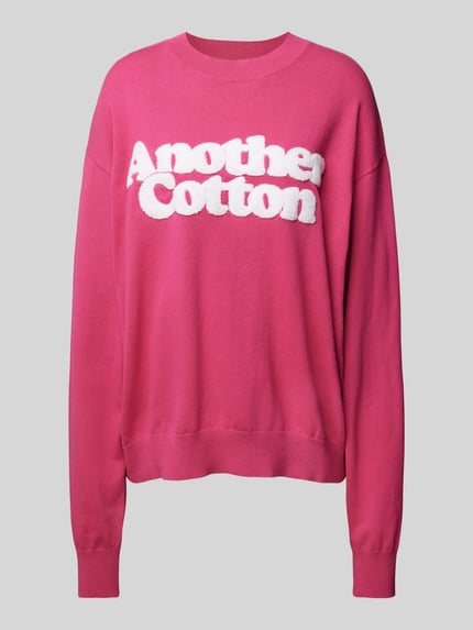 ANOTHER COTTON LAB Sweter z dzianiny o kroju oversized z detalem z logo Mocnoróżowy 2