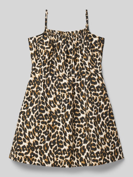 ONLY Tailliertes Minikleid mit Allover-Muster Modell 'CLARA' Camel 3