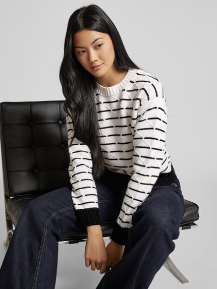 Max Mara Studio Strickpullover aus Lanawoll-Kaschmir-Mix Modell 'GETTONE' Weiss 3