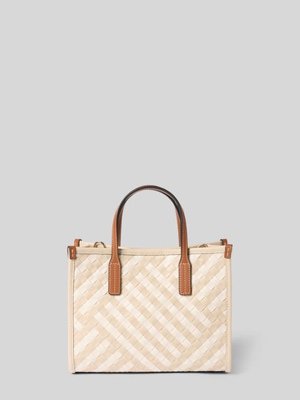 Produktfoto, Henkeltasche mit Weboptik von Tommy Hilfiger in Bi-Color mit Magnetverschluss, Hauptfach, Reißverschlussfach innen, Logo-Applikation, Tragehenkel, Materialverarbeitung: gewebt.