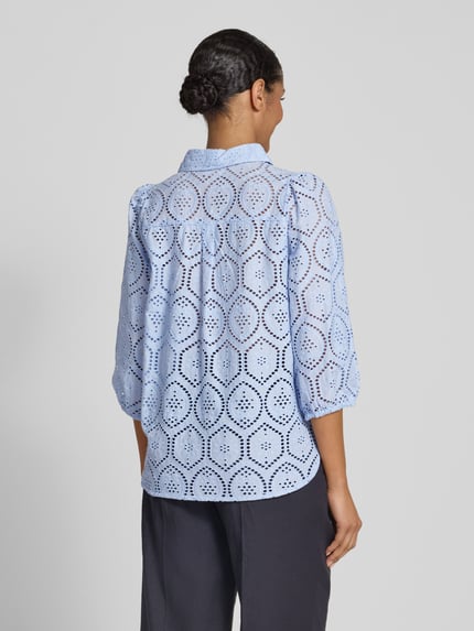 FREE/QUENT Regular fit blouse met broderie anglaise, model 'Agy' Lichtblauw - 5