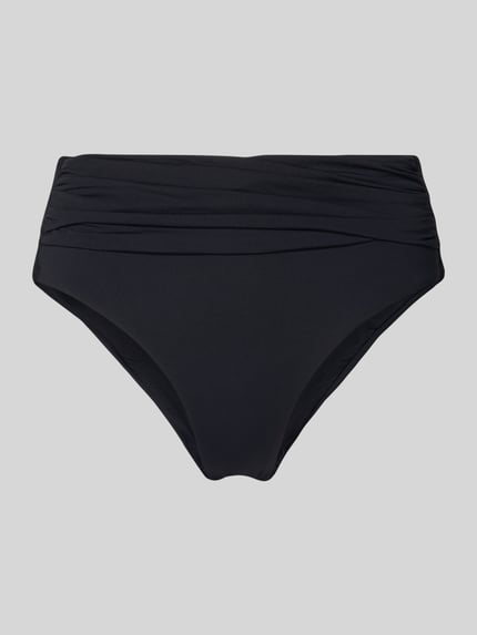 Produktfoto, Bikini-Slip mit Raffungen von Seafolly, schwarzer Damen Bikini-Slip aus Stretch-Material, körpernaher Schnitt, feine Textur