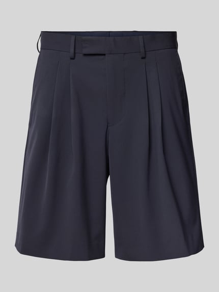 Selected Relaxed fit korte broek met bandplooien, model 'LIAM' Donkerblauw - 2