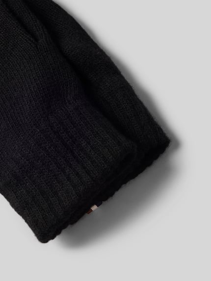 Productfoto, Heren handschoenen uit wolmix met viscose van bugatti, tricotlook, elastische boordjes, effen zwart design